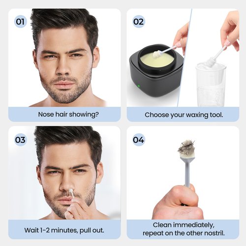 AUZEAL Nose Hair Wax Sticks, 60 Pcs Nose Wax Applicator Sticks with Disposable Spatulas, Nose Hair Removal & Nostril Cleaning, Nose Ear Hair Removal Wax for Men Women, Painless