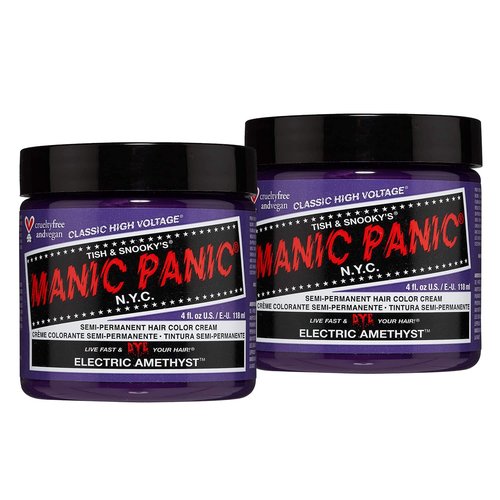 MANIC PANIC Classic Electric Amethyst Semi Permanent Hair Color - Bright Purple Hair Dye for Women & Men That Lasts 4-6 Weeks - Vegan, Ammonia & Cruelty-Free - Create & Mix Custom Shades (4oz / 2pk)