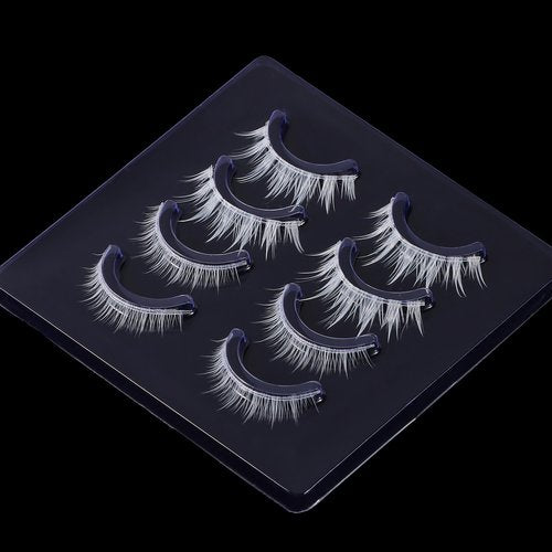 outopen White False Eyelashes Halloween White Eye lashes Extension Tools Anime Cosplay Makeup Natural Looking Masquerade Party Eyelashes (A05-White Manga Lashes 4 Pairs(Upper&Bottom))