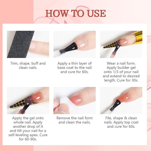 JODSONE 4 Bottles of 15 ML Capacity Builder Gel Nail Kit Building Nail for Extending Nails Need to Cured By Nail Lamp