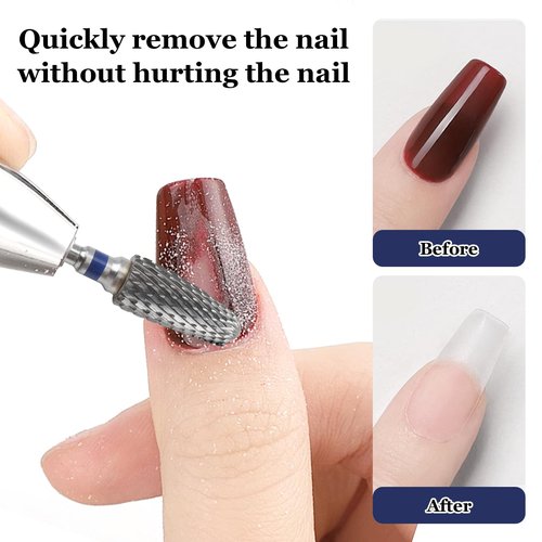 3/32" 5 in 1 Professional Carbide Nail Drill Bits Sets with Case, 2 Pack Tungsten Safety Drill Bits Tech Cuticle Bit Fast Remove for Manicurist Nail Salon Manicure Pedicure Gel Polishing (Round Head)