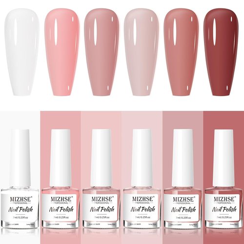 MIZHSE Quick Dry Nail Polish Set - 6 Classic Nude Colors for DIY Nail Art | Perfect Gift for Women