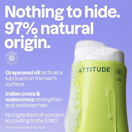 ATTITUDE Nourishing Hair Shampoo - EWG Verified for Dry & Damaged Hair | Vegan, Plant-Based, 16 Fl Oz