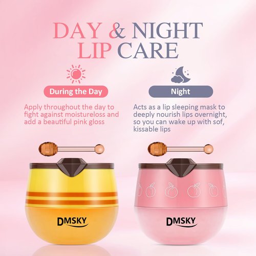 DMSKY 6 PCS Bee Lip Balm Lip Mask Honey Pot,Valentines Day Gifts,Propolis Lip Mask Overnight Moisturizing Lip Balm with Stick,Sleeping Lip Mask Prevention Dry & Cracked,Galentines Day Party Favors