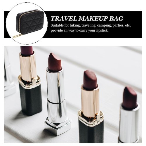 FOMIYES 1pc Touch up Bag Handbag Holder Cowhide Makeup Bag Black with Mirror Pouches for Purse Small for Cosmetics Wallet