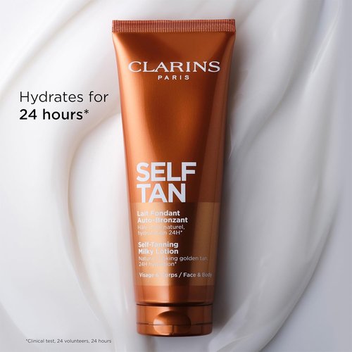 Clarins Self-Tanning Milky Lotion - Buildable, Streak-Free Tanner for Face & Body | 4.5 Ounces, Natural Glow