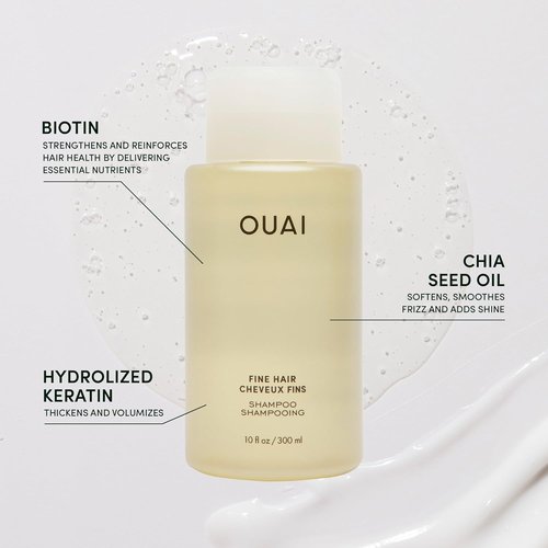 OUAI Fine Hair Shampoo - Travel Size Biotin Thickening Shampoo for Flat, Thin Hair - Volumizing & Strengthening Formula, 3 Oz