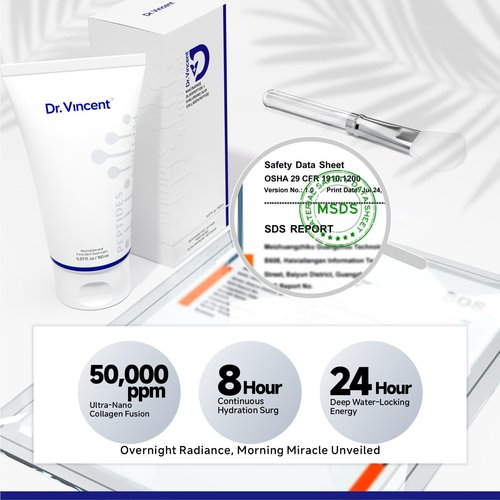 Dr Vincent Deep Hydration Collagen Night Wrapping Mask with Collagen Peptides, Overnight Peel Off Face Mask for Firming and Antioxidant, Tri-peptide for Smoothing Wrinkles, 5.07 oz Large Size