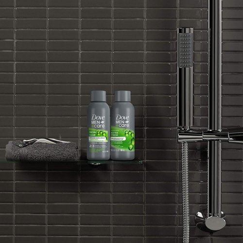 Dove Men+Care Travel Essentials Bundle – Extra Fresh Body & Face Wash & Fresh + Clean 2-in-1 Shampoo, 3 Oz Ea
