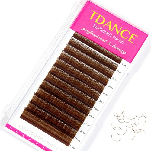 TDANCE Colorful Lashes Extension Mixed Length Tray Colored Eyelash Extensions Professional Salon Use(Brown-0.07-CC,8-15 mm)