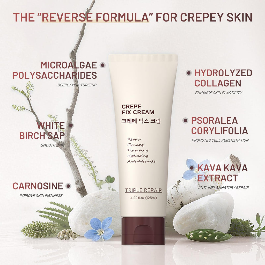 ZZILME Moisturizing Crepe Fix Cream – Tightens and Firms Neck, Face & Body, Anti Wrinkles for Crepey and Sagging Skin, Gift for Women & Men, 4.21 Fl Oz