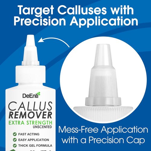 DeEnti Callus Remover Gel - Extra Strength 8oz for Dry Skin & Cracked Heels | Professional Foot Care