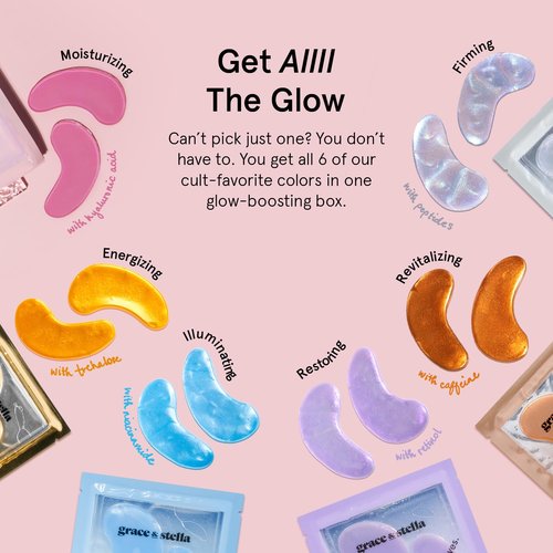 Grace & Stella Under Eye Mask Variety Pack - 18 Pairs of Gel Patches for Dark Circles - 6 Colors | Vegan Mother's Day Gift