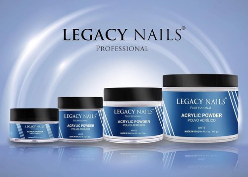 Legacy Nails White Acrylic Powder - High-Quality, Fast-Drying Formula for Nail Extensions | 4oz/113g