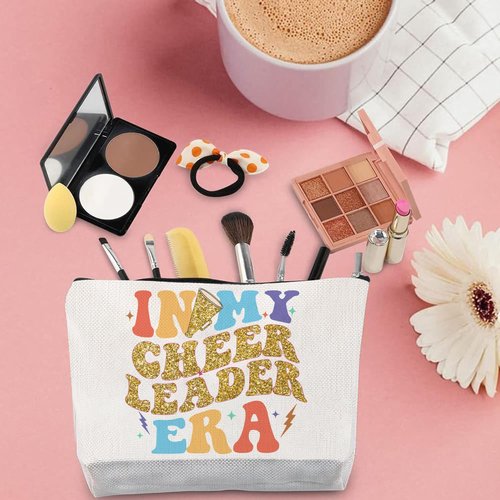 FJHAIY Cheerleader Gifts Set Including Makeup Bag, Necklace, Socks, Stickers - Cheerleading Lovers Gift for Women