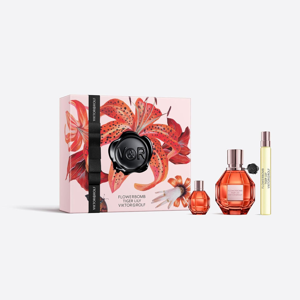 Viktor&Rolf Flowerbomb Tiger Lily Luxury Perfume Set - 1.7 Fl Oz, 0.3 Fl Oz & 0.2 Fl Oz for Mother's Day