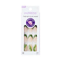 KISS imPRESS No Glue Mani Press On Nails, Design, 'Ballerina', Neutral/green, Medium Size, Coffin Shape, Includes 30 Nails, Prep Pad, Instructions Sheet, 1 Manicure Stick, 1 Mini File
