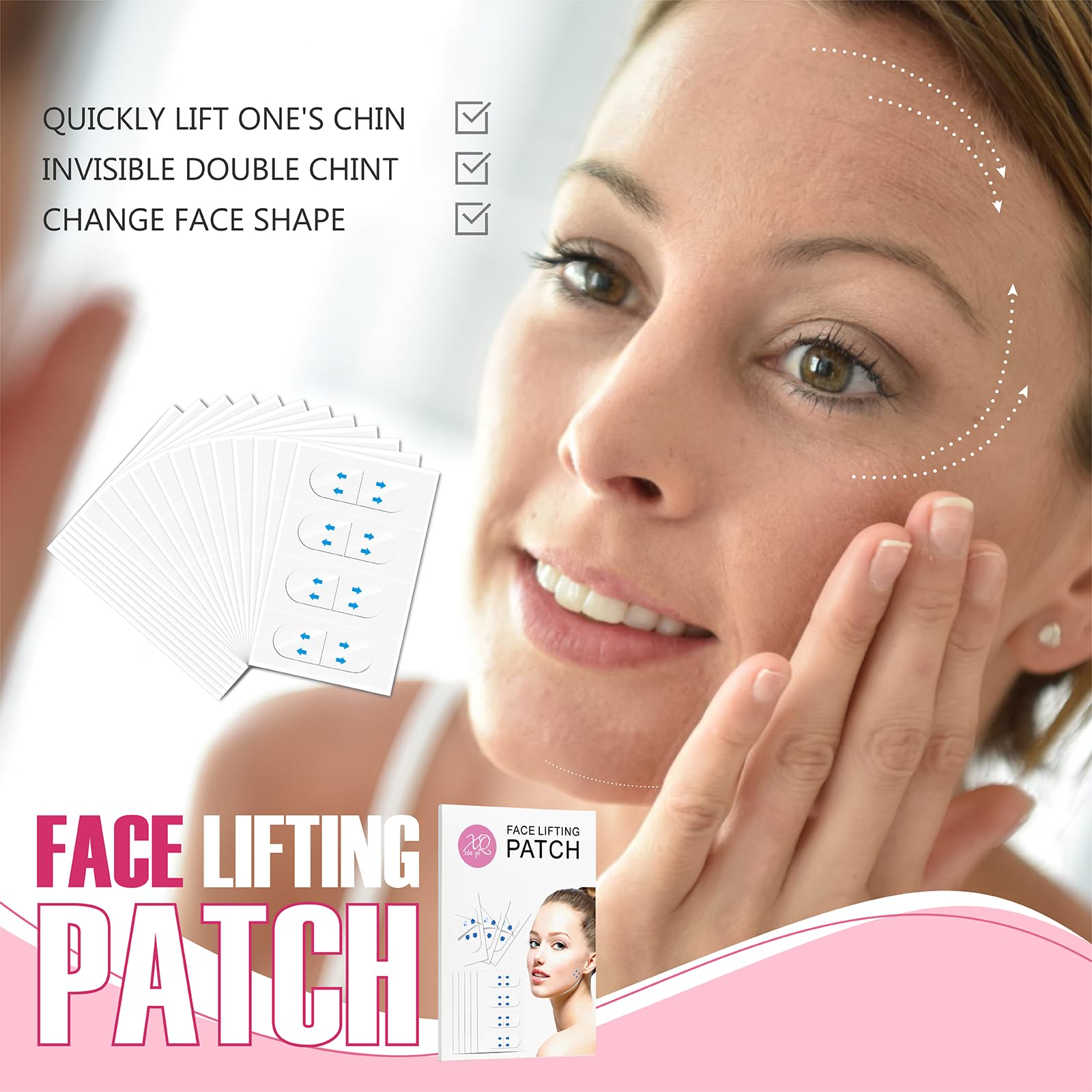YAGUVI Face Lift Tape, Face Lift Tape Invisible, Face Tape Lifting Invisible, Face Tape Instantly Lifts Sagging Skin Around The Face, Hides The Double Chin and Creates A v-Shaped Face 60PCS