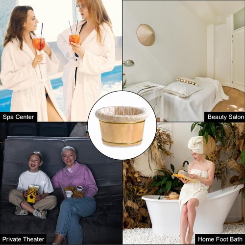 25 Pcs Transparent Pedicure Liners Disposable, Disposable Foot Tub Liner Portable Bath Bags with Retractable Belt, Portable Bath Bag, Can Be Used in Foot Bath Stores, SPA halls, Home Personal Care