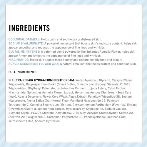 First Aid Beauty - Ultra Repair Hydra-Firm Night Cream | Hydrating Anti-Aging Formula, 1.7 oz