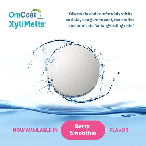 Oracoat XyliMelts for Dry Mouth Night Time or Day - Moisturizing Dry Mouth Adhering Discs, Sugar Free with Xylitol, 100 Count, Berry Smoothie Flavor, 8-Hour Relief