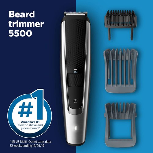 Philips Norelco Beard Trimmer & Hair Clipper Series 5500 - Cordless, Washable Design for Easy Cleaning | BT5511/49
