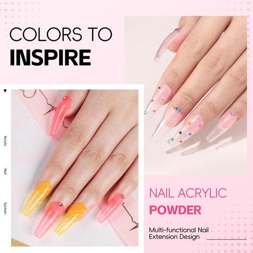 COSCELIA Acrylic Nail Kit for Beginners with Everything Professional Nails Kit Acrylic Set with Drill and U V Light Glitter Powder Decorations Rhinstones DIY Gifts for Women