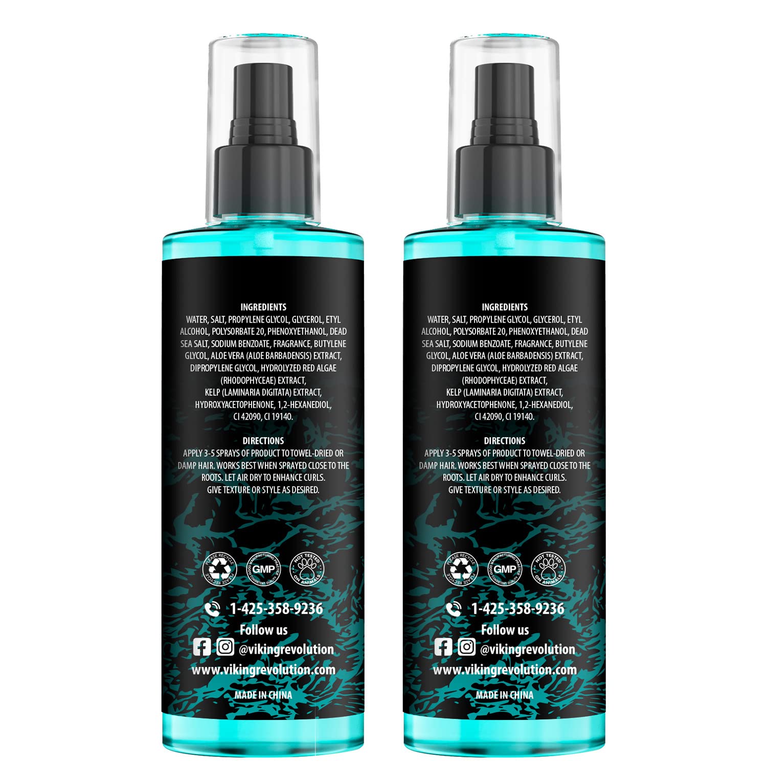 Viking Revolution Sea Salt Hair Spray - Texturizing Spray with Kelp & Aloe Vera | 2-Pack for Beachy Volume