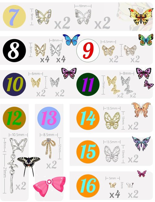 56Pcs Butterfly Nail Charms Crystals Diamonds Rhinestones, Metal 3D Alloy Light Golden Silver Butterflies Charms Shiny Gems Nails Art Decoration Supplies Accessories for Acrylic Nails DIY Manicure