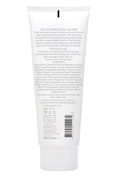 Natio Australia Foaming Facial Cleanser - Gentle Aloe Vera Formula for Moisture Balance | 3.5 oz