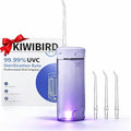 KIWIBIRD Mini Water Flosser - Ultra-Portable Cordless Oral Irrigator with UVC Light & IPX8 Waterproof | 230mL Teeth Cleaner for Tonsil Stones & Braces Care (Purple)
