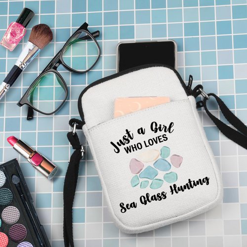 G2TUP Sea Glass Hunter Gift Who Love Sea Glass Hunting Makeup Bag Beach G-lass Cosmetic Bag Beachcombing Life Gift Beachcomber Zipper Travel Bag