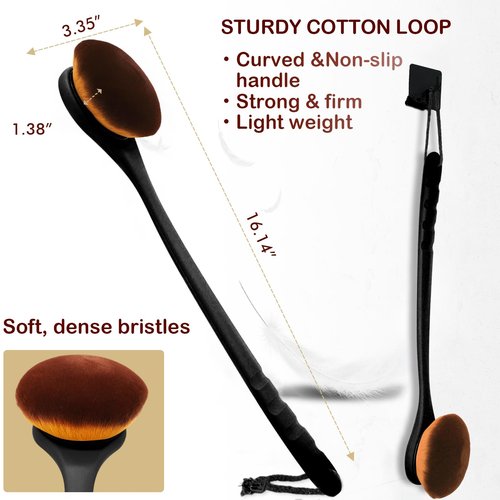 Extra Large Body Makeup Brush For Self Tanner, Sunscreen, Self Tan Back Applicator, Wide-Headed Kabuki Brush for Even & Pretty Lotion Application. Bronzer Blend, Long-Handle Face Leg Brush- Black