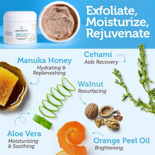 Manuka Honey Exfoliating Face Scrub - Gentle Microdermabrasion for Smooth, Soft Skin | 2oz