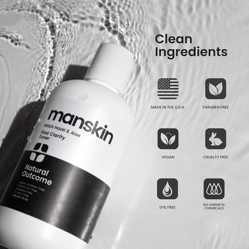 Natural Outcome Man Skin Face Toner - Daily Pore Cleansing Astringent with Witch Hazel & Aloe Vera | 8 Oz