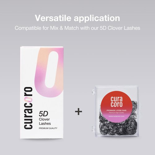 Curacoro 5D W-Shaped Clover Eyelashes Extension, 0.07 CC Curl, 10mm Length, Individual Eyelash Extensions, Easy Application & Long Lasting