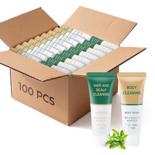 Skiennix Travel Size Shampoo & Body Wash - Individually Wrapped Mini Shower Gel | 1 Fl Oz (Pack of 100)