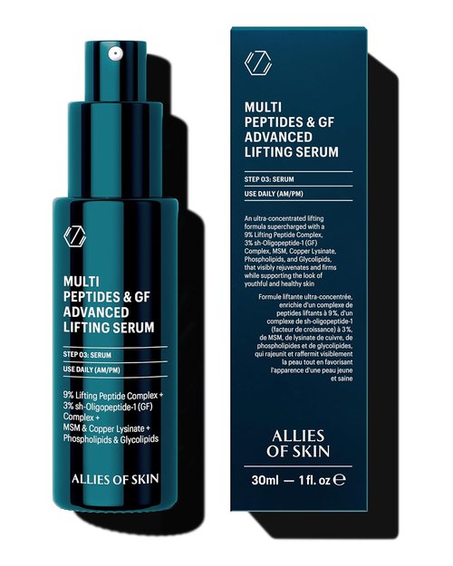 Allies of Skin Multi Peptides Face Serum - Collagen Boosting Anti-Aging Formula with 9% Peptides | Firm & Tighten Skin (1 oz)