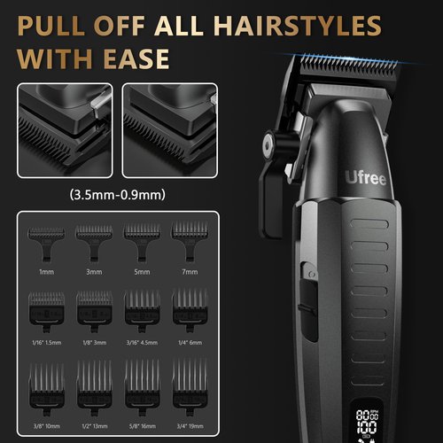 Ufree Professional Hair Clippers for Men with Bag, Mens Clippers and Trimmers Set, Barber Clippers Set, Electric Beard Trimmer, Gifts for Men, Gray