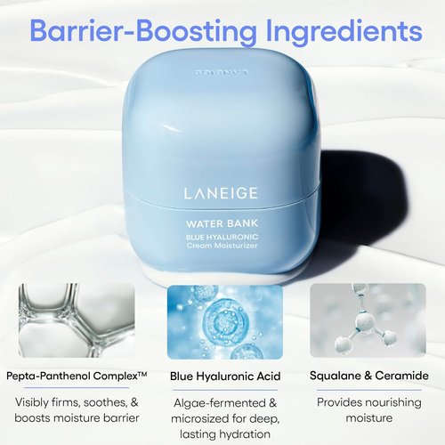 LANEIGE Water Bank Blue Hyaluronic Cream - Hydrating Korean Face Moisturizer with Squalane & Ceramide