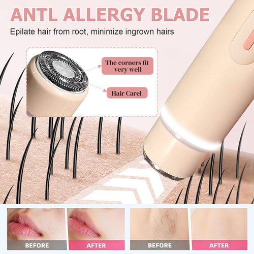 2 in 1 Bikini Trimmer for Women, Led Electric Dual Head Shaver Women, Rechargeable & Waterproof, Painless for Sensitive Skin, Electric Bikini Trimmer for Bikini Line & Pubic, Legs, Face, Underarms