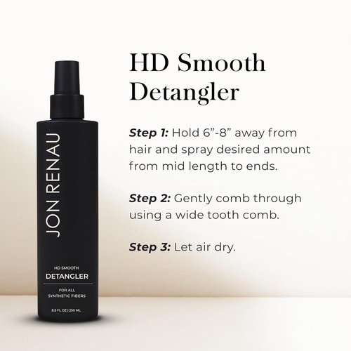 Jon Renau HD Smooth Detangler Spray - Leave-In Frizz Reducing Solution for Synthetic Wigs & Hair Extensions | 8.5 oz