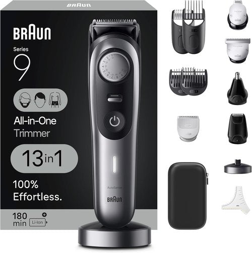 Braun Series 9 All-in-One Grooming Kit - 13-in-1 Beard Trimmer, Body Groomer & Hair Clipper, Model 9440