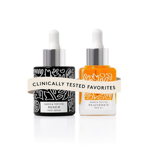 Naked & Thriving Night Set - Renew Resurfacing Serum (30 mL) & Rejuvenate Face Oil (35 mL) with Hyaluronic Acid & Fruit AHAs