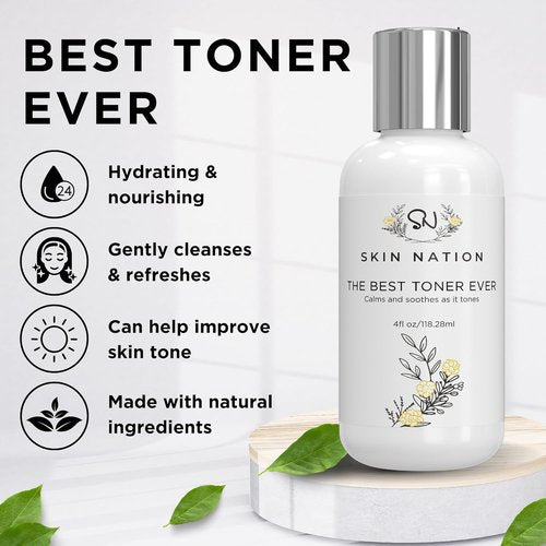 Skin Nation Hydrating Rosewater Toner - Alcohol-Free & Paraben-Free, 4 fl oz for All Skin Types