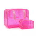 Yaopeing 2Pcs PVC Clear Makeup Bag Organizer for Women,Star Transparent Cosmetic Case Travel Toiletry Pouch with Zipper,Large Make Up Purse for Daily Accessory,Pink