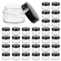 1oz Glass Jar with Lid, Hoa Kinh 30Pack Clear Round Containers Cosmetic Jars with Inner Liners and Black Lids Travel Jars for Storing Lip and Body Scrub, Lotion, Body Butter, Bath Salts, Liquid