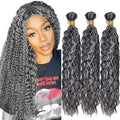 Grey Bundles Human Hair 12 14 16 Inch Water Wave Highlight 1B Grey Human Hair Bundle 3 Bundles 300g Total Unprocessed Brazilian Virgin for Black Women