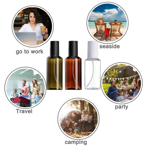 Portable Travel Spray Bottle,3Pcs 100ml/3oz Fine Mist Hairspray Bottle for Essential Oils, Empty Airless Makeup Face Spray Bottle Clear Refillable Travel Containers for Cosmetic Skincare Perfume.