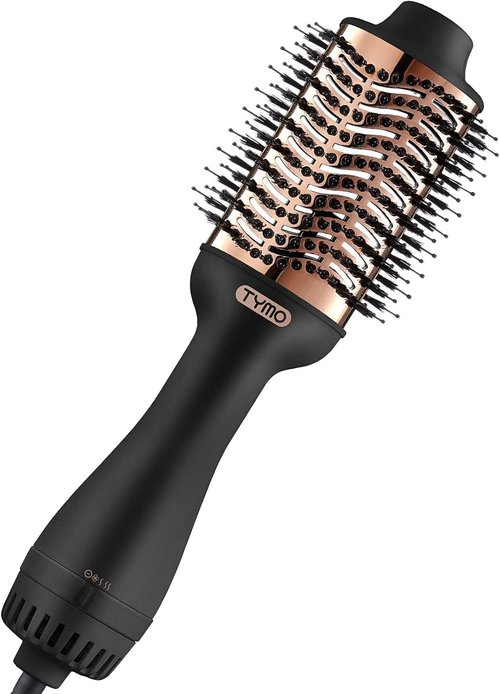 TYMO Hair Dryer Brush - 4-in-1 Ionic Volumizer & Straightener with Oval Titanium Barrel | Gold Finish